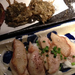 旬菜処 びいどろ - もずくの天ぷら、アグー豚のトントロ塩焼き