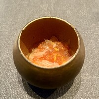 おちあいろうステーキハウス東京 - 甘海老　イクラ　文旦　カリフラワー