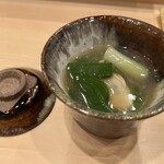 鮨 忠 - 九条ネギと兵庫県室津の牡蠣