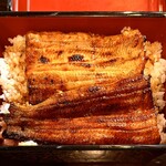 武蔵屋 - 優しい美味しいたれ焼きのふんわり蒲焼
      蒲焼をめくってご飯に山椒粉を振って蒲焼を戻していただきました。