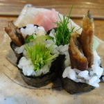 鮨 笹元 - 芽葱と穴胡の巻き物