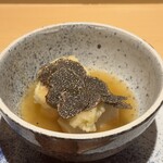 銀座 しのはら - フグの白子とフォアグラの天ぷら