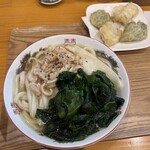 手打ちうどん 上を向いて - かしわ天もセットに