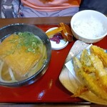 うどん土佐屋 - 天ぷら定食(うどんをきつねに変更 1,300円+100円)