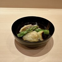 寿し 江草 - 鯨のさえずり、六甲揚げ、アスパラ、焼きねぎ