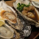 札幌かすそばtoてんぷら風土 - 蒸し牡蠣３種盛り