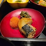 Japanese cuisine Hanakidori - 野泽菜　萨摩炸鱼饼　美味煮沙丁鱼　明太子