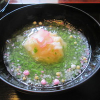 葉山 日影茶屋 -  茶屋膳ランチコース（椀：紫陽花仕立、芝海老鹿の子真丈）