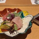 手打ち信州蕎麦と旬彩会席 陽乃彩 - 信州とはいえ、会席の一品として魚の鮮度にもこだわりが。