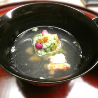 高槻 天野 - アオサ海苔の蕪蒸し・海老・自家製カラスミ