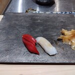銀座のみこ寿司 - 赤身、いか