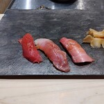 銀座のみこ寿司 - ぶり、中トロ、赤身