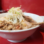 ラーメン二郎 - ラーメン半分＋青ネギうずら崩
