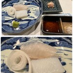 旬菜 おぐら家 - お造りはカワハギ肝付きとアオリイカ。素晴らしい♡