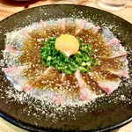 居酒屋はまちゃん - 卵黄で食べる胡麻カンパチ