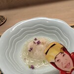 鮨 冨味 - ホタテ　エビ　銀杏の餡かけ焼売みたいな感じ