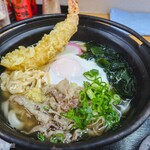 手打ちうどん 空 - 鍋やきうどんに海老天on