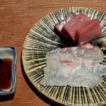 呑小路 やま岸 - 向附　お造り（まぐろ、鯛昆布じめ）