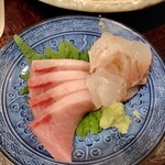 双寿 - お造り二種盛（鰤，平目）