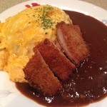 ジャポネ - ドライカレー風オムライスセット、チキンカツ１２８０円