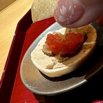 焼鳥 まこ - いぶりがっこと
      レバーパテ♬
      あんこ柿？だったかな？