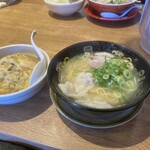 天下一品 - 料理写真:天津飯と、塩ラーメンのセット