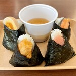 東横INN - 料理写真:おにぎり 味付玉子、チキン南蛮、熟成たらこ、鮭、具沢山の味噌汁