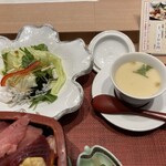 鮨政庭 - サラダ•茶碗蒸し