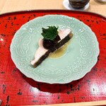 道後 海舟 - サワラ炭火焼き、原木椎茸、ちぎり地大葉