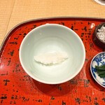 道後 海舟 - 1杯目はアルデンテのお米を試食