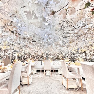 A Bright Interior with Magnolias Dancing in the Snowy Scenery