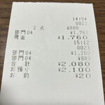 ビストロ グルナッシュ - レシート。