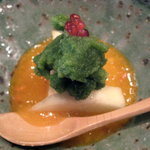 草喰 なかひがし - 12月【水物】人参葉シャーベット・柿ジュレ・林檎