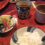 草喰 なかひがし - 12月【食事】目刺し・白飯・沢庵の贅沢煮・香の物