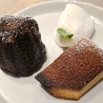 and Bar-and Cafe - 卡奴雷與法式小蛋糕套餐(含稅1,210日圓)
                      ①卡奴雷 ②法式小蛋糕 ③鮮奶油