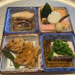 278431017 - 八寸　とんぶりたらこ　河豚南蛮漬け　クラッカー揚げ