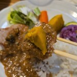 キッチン ブルー グローブ - パンプキンボテボテを添えて