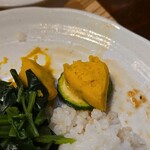 キッチン ブルー グローブ - ズッキーニへポテサラを添えて