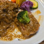 キッチン ブルー グローブ - ふた切れ目には、ブロッコリーを添えて