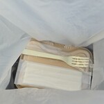 キッチン ブルー グローブ - おしぼり、フォークが付いています