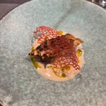 cuisine C - ハナダイ　あぶも油茂製油のラー油を少しいただいてかけましたが辛味が加わりまた変わって美味しい。