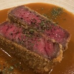 酒場わたなべ - 和牛カツ(アメリケーヌソース)