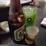 きど藤 - 瓶ビールと緑茶ハイ