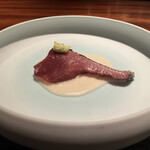 蒼 - 佐渡マルヨシ鮮魚店より神経〆迷い鰹
      お米と中国甘酒のヴィネグレットソース