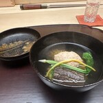 徳ㇵ本也 - 鴨肉のつみれ　芹　堀川牛蒡　鶯菜　柚子