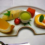 旅亭半水廬 - 【果物 河内晩柑・メロン・桜ん坊・大葉シャーベット】◎2014/5