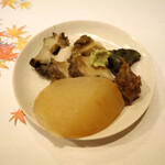 うを徳 - 加賀野菜 源助大根 + 宮城 鮑