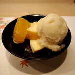 うを徳 - デザート（ル レクチエ シャーベット + シナノスイート + 紅まどんな）