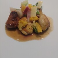 パトゥ - スペイン産黄色雛鳥のロースト　温野菜