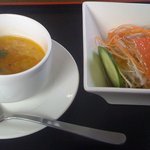 ドライブイン館 - Aランチのサラダと野菜スープ